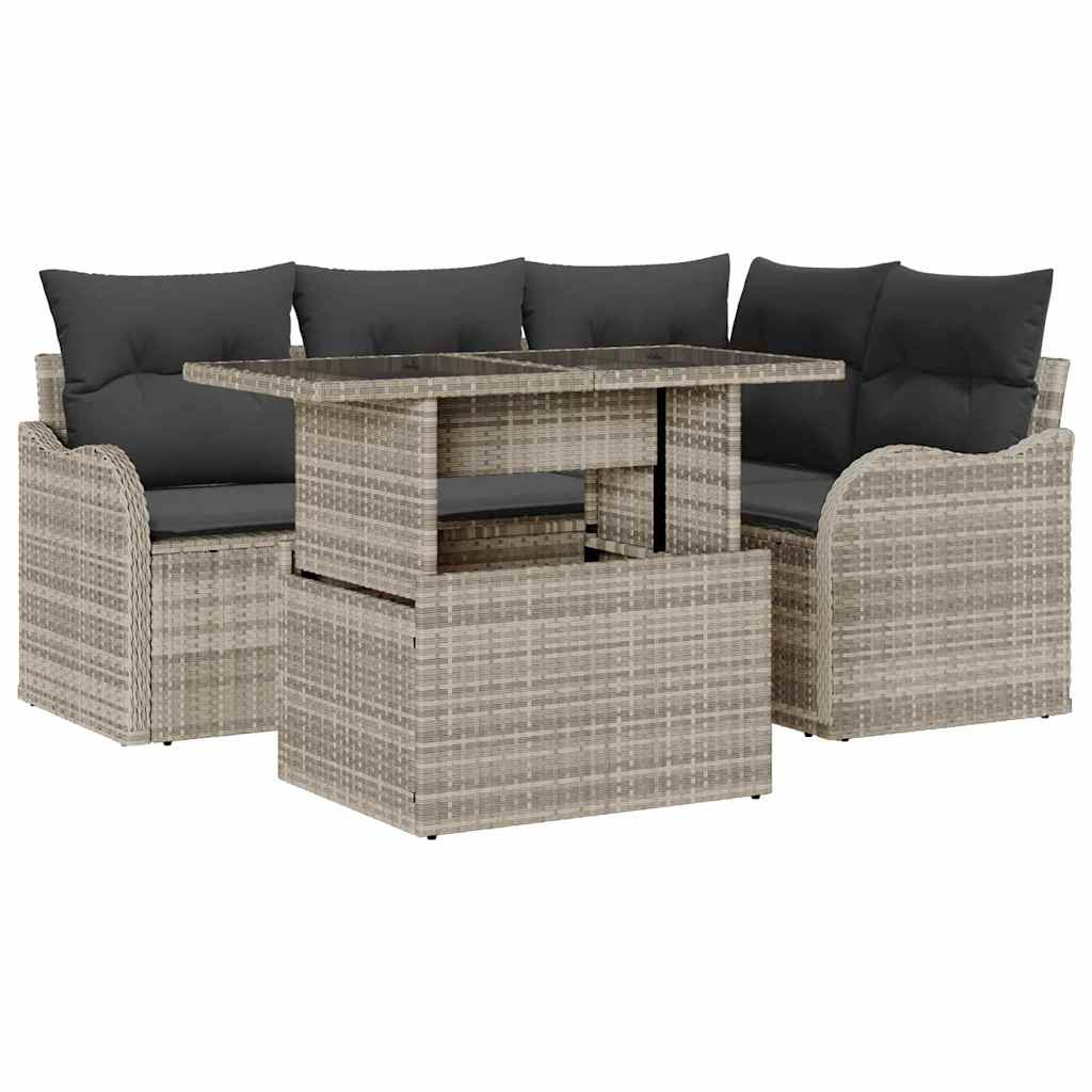 Set Divano da Giardino 5 pz Grigio chiaro