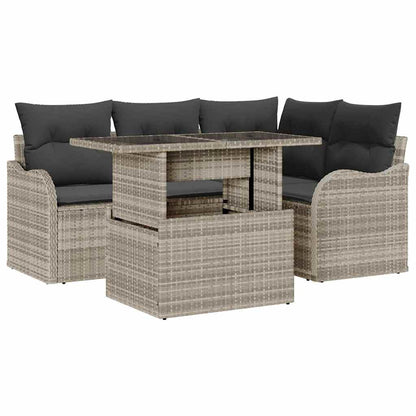 Set Divano da Giardino 5 pz Grigio chiaro
