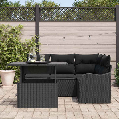 Set Divano da Giardino 5 pz Nero Rattan in Polipropilene