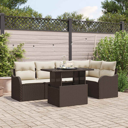 Set Divano da Giardino 6 pz Marrone Rattan in Polipropilene | homemem39