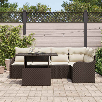 Set Divano da Giardino 6 pz Marrone Rattan in Polipropilene | homemem39
