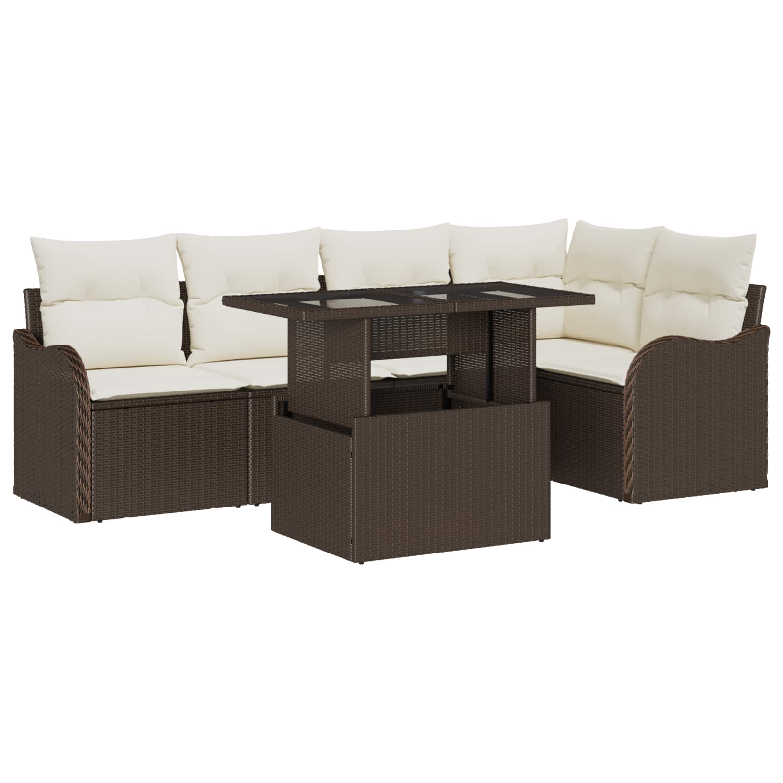 Set Divano da Giardino 6 pz Marrone Rattan in Polipropilene | homemem39