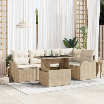 Set Divano da Giardino 6 pz Beige Rattan in Polipropilene