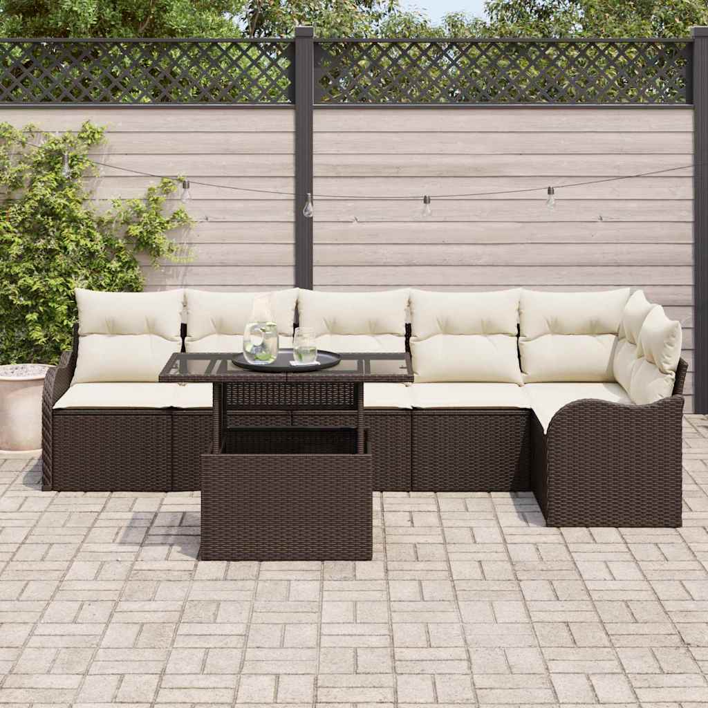 Set Divano da Giardino 7 pz Marrone Rattan in Polipropilene | homemem39