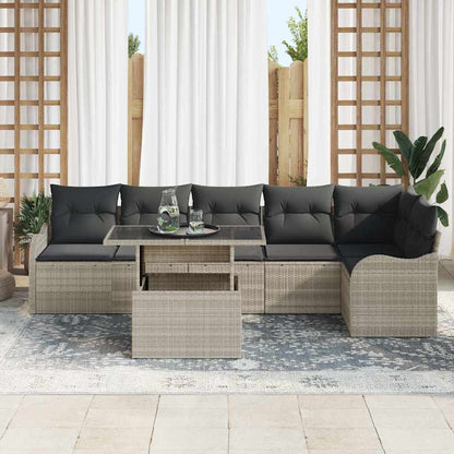 Set Divano da Giardino 7 pz Grigio chiaro