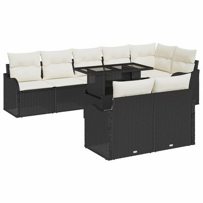 Set Divano da Giardino 9 pz Nero Rattan in Polipropilene