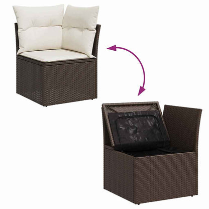 Set Divano da Giardino 9 pz Marrone Rattan in Polipropilene | homemem39