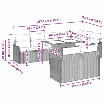 Set Divano da Giardino 9 pz Marrone Rattan in Polipropilene | homemem39