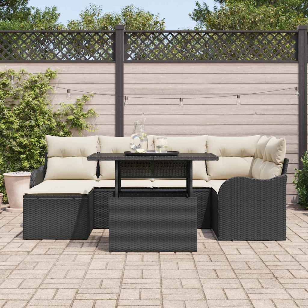 Set Divano da Giardino 7 pz Nero