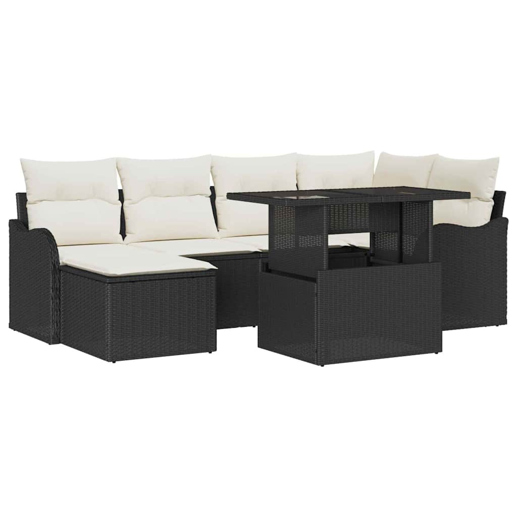 Set Divano da Giardino 7 pz Nero