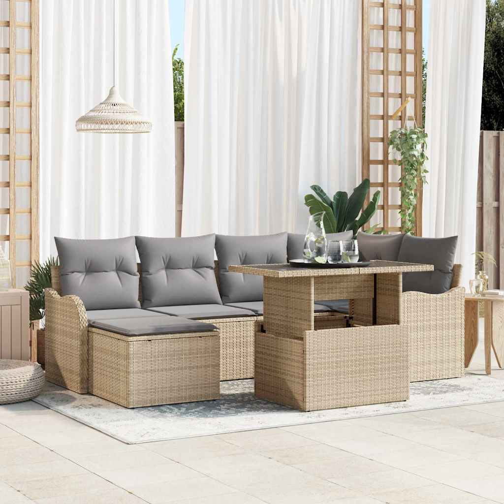Set Divano da Giardino 7 pz Beige