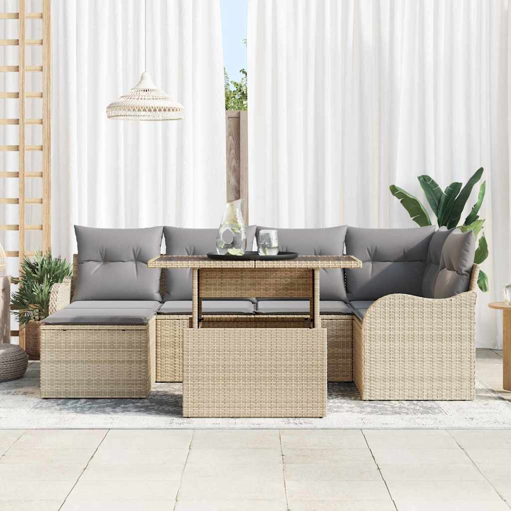 Set Divano da Giardino 7 pz Beige