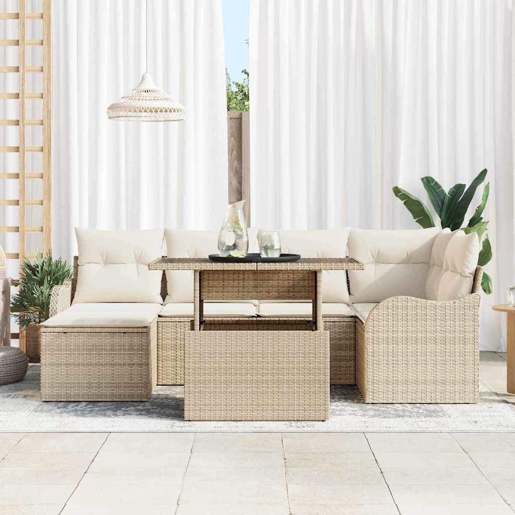 Set Divano da Giardino 7 pz Beige