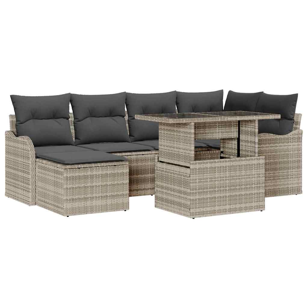 Set Divano da Giardino 7 pz Grigio chiaro