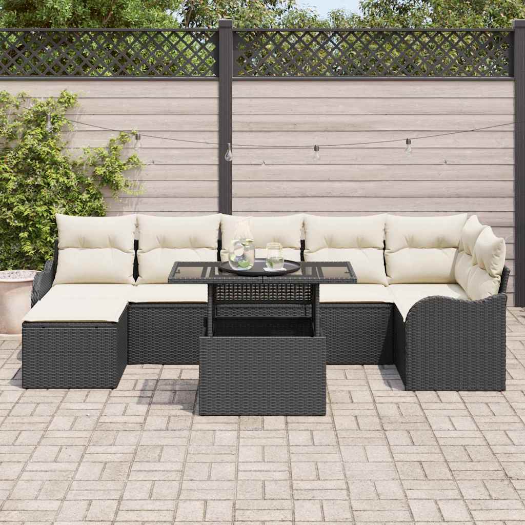Set Divano da Giardino 8 pz Nero