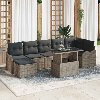 Set Divano da Giardino 8 pcs Grigio Rattan in Polipropilene