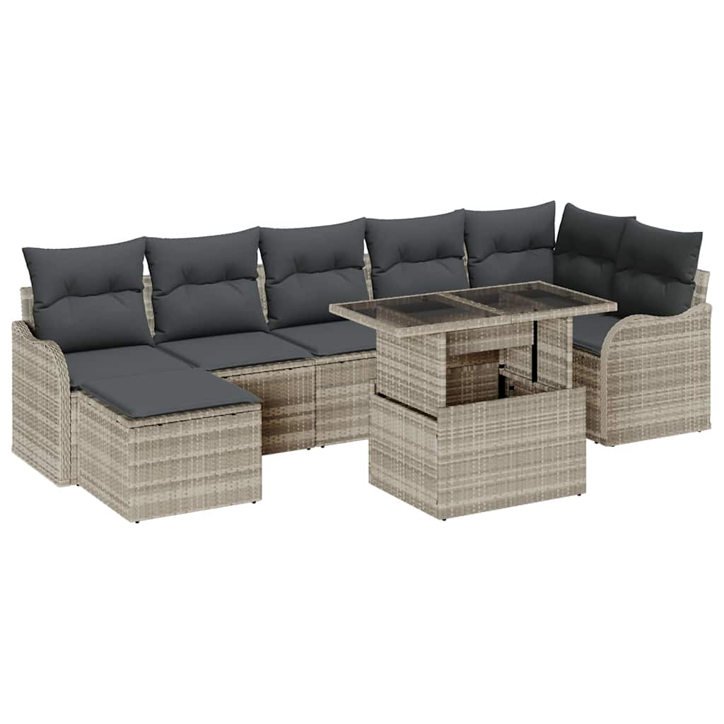 Set Divano da Giardino 8 pz Grigio chiaro