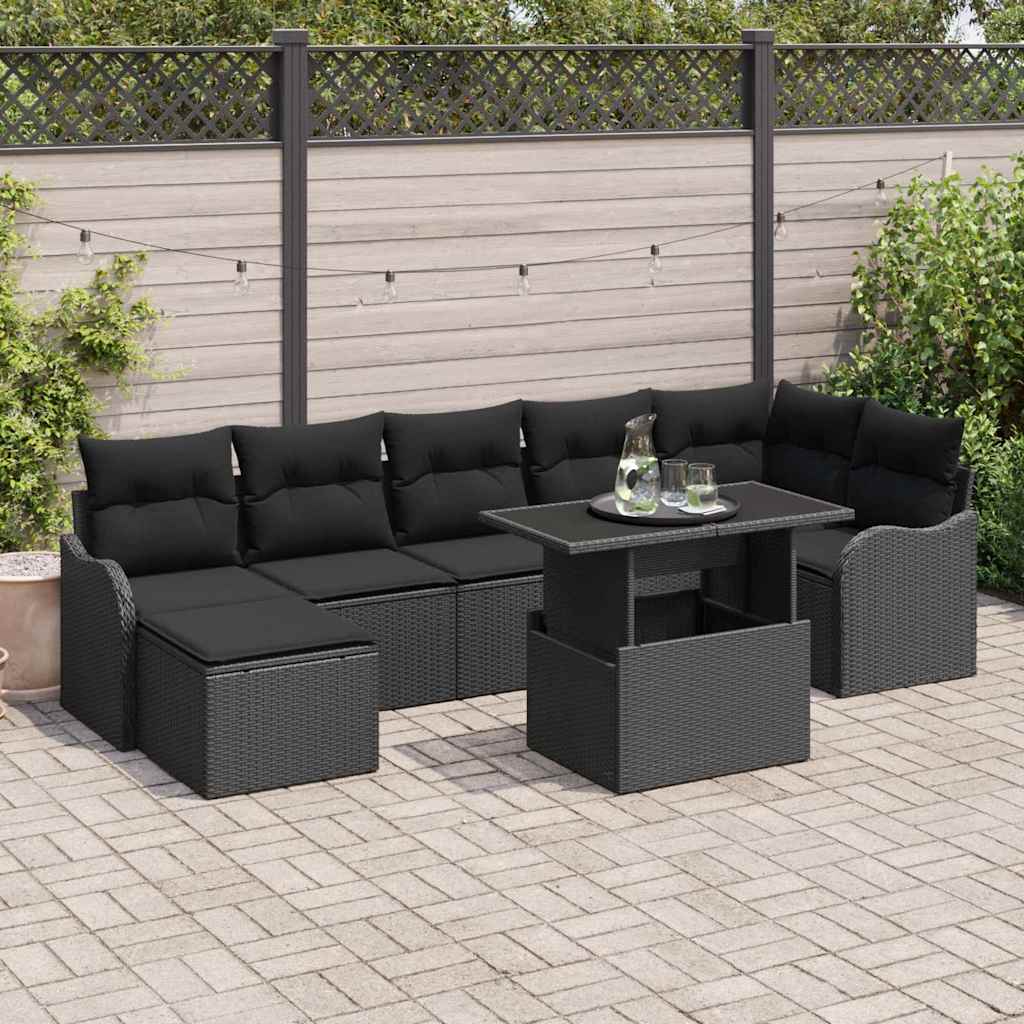 Set Divano da Giardino 8 pz Nero