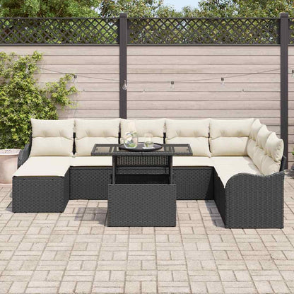 Set Divano da Giardino 9 pz Nero