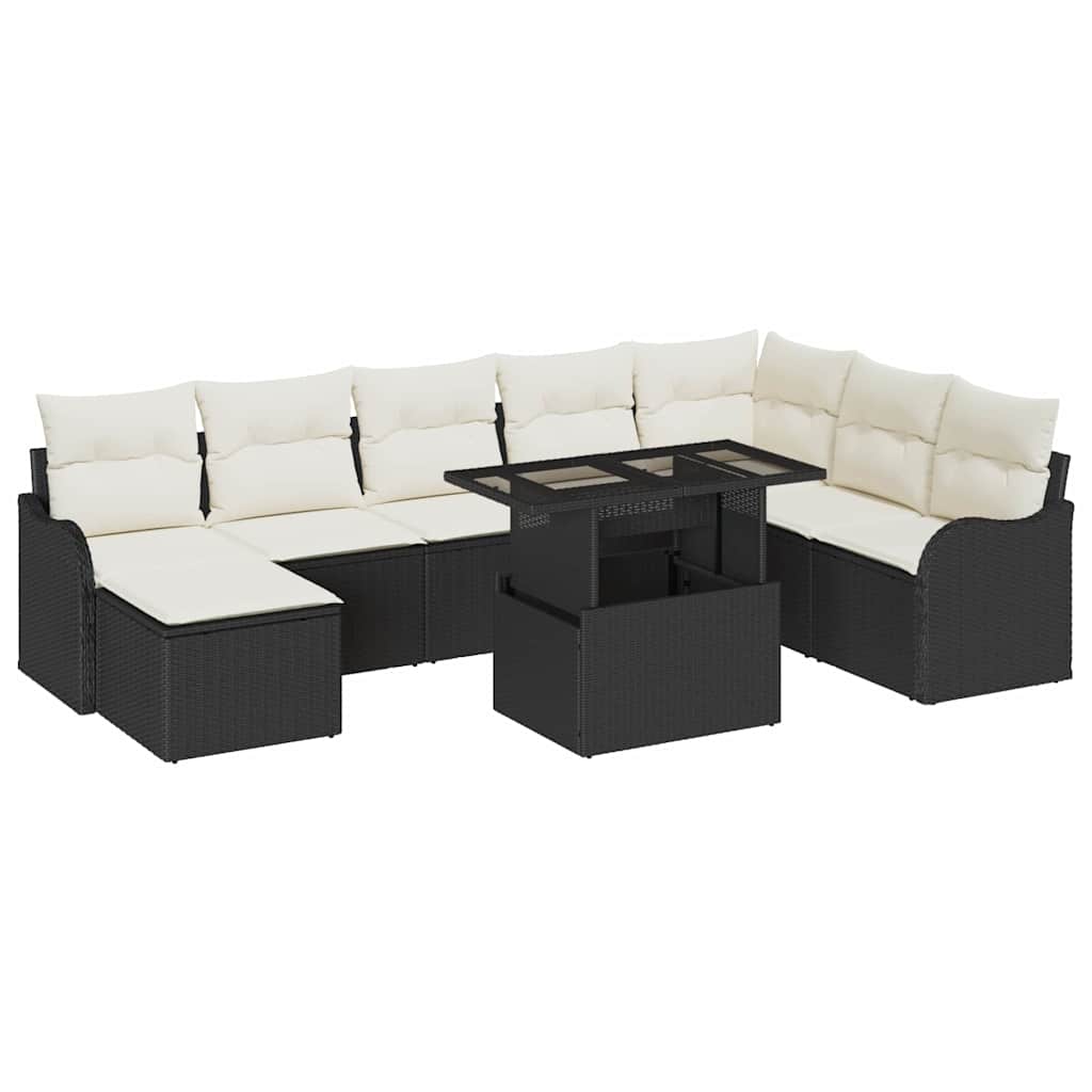 Set Divano da Giardino 9 pz Nero
