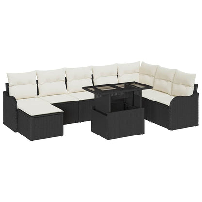 Set Divano da Giardino 9 pz Nero