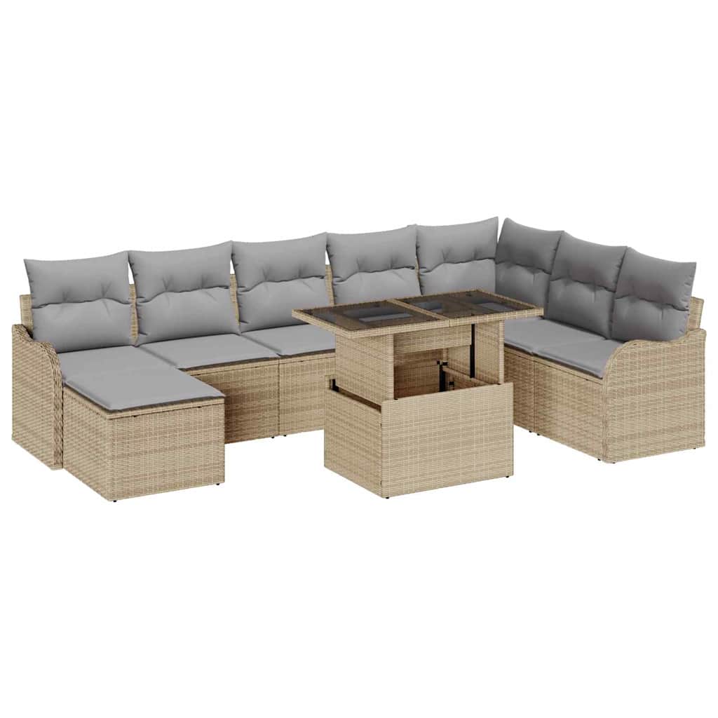 Set Divano da Giardino 9 pz Beige