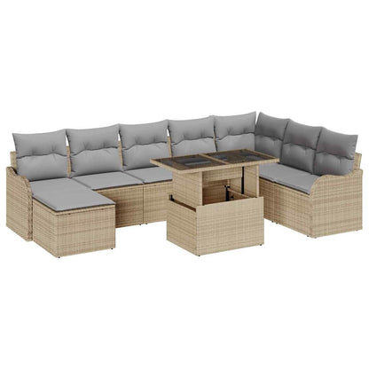 Set Divano da Giardino 9 pz Beige