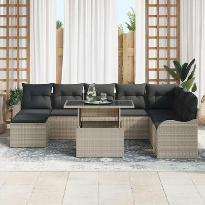 Set Divano da Giardino 9 pz Grigio chiaro