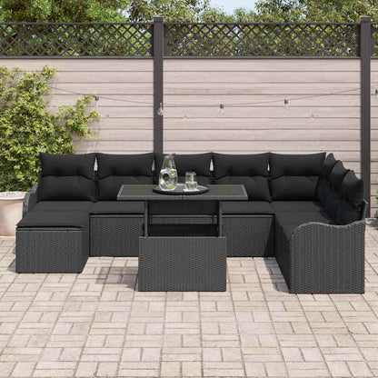 Set Divano da Giardino 9 pz Nero