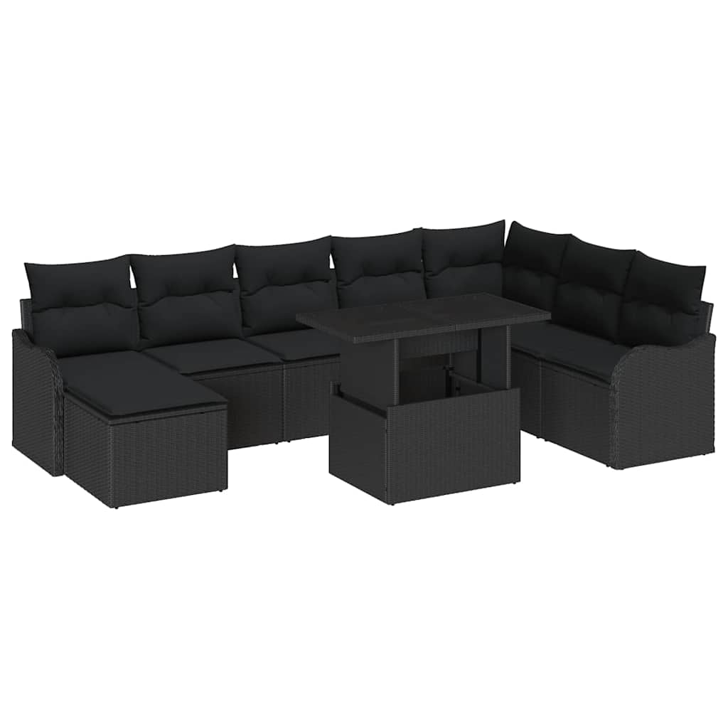Set Divano da Giardino 9 pz Nero