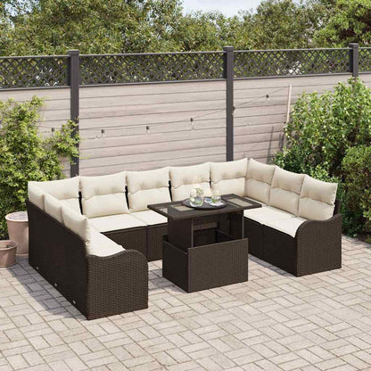Set Divano da Giardino 10 pz 9-Numero di posti Marrone | homemem39