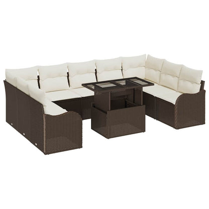 Set Divano da Giardino 10 pz 9-Numero di posti Marrone | homemem39