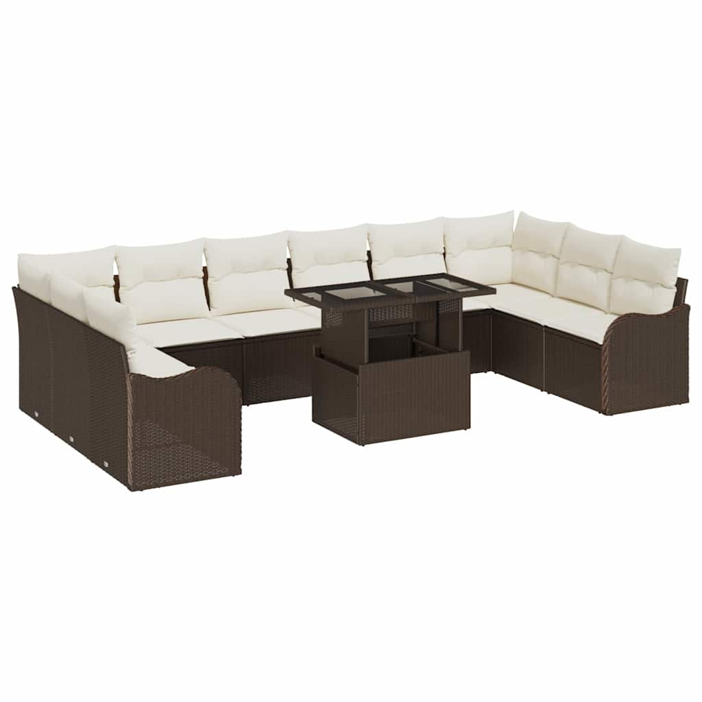 Set Divano da Giardino 11 pz 10-Numero di posti Marrone | homemem39