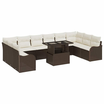 Set Divano da Giardino 11 pz 10-Numero di posti Marrone | homemem39
