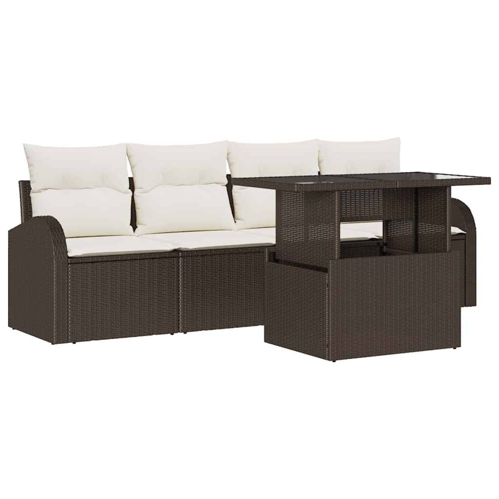 Set Divano da Giardino 5 pz Marrone Rattan in Polipropilene - homemem39