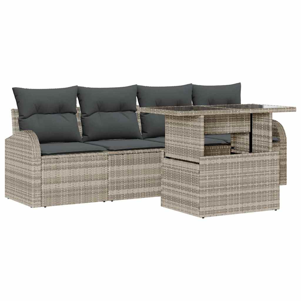 Set Divano da Giardino 5 pz Grigio chiaro