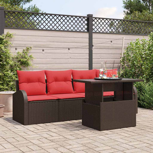 Set Divano da Giardino 5 pz Marrone Rattan in Polipropilene | homemem39