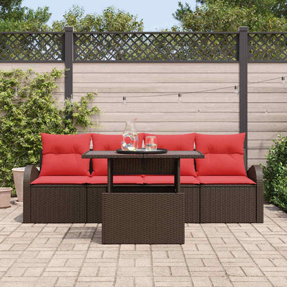 Set Divano da Giardino 5 pz Marrone Rattan in Polipropilene | homemem39
