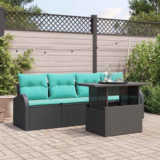 Set Divano da Giardino 5 pz Nero Rattan in Polipropilene