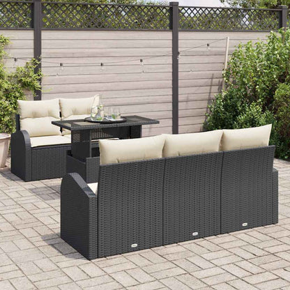 Set Divano da Giardino 6 pz Nero Rattan in Polipropilene
