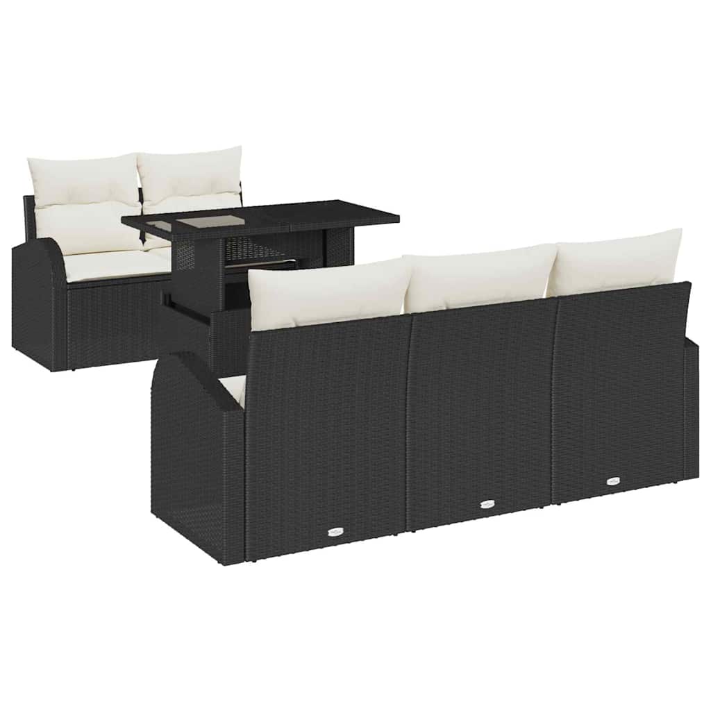 Set Divano da Giardino 6 pz Nero Rattan in Polipropilene