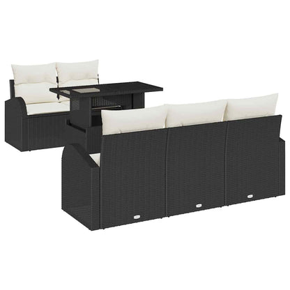 Set Divano da Giardino 6 pz Nero Rattan in Polipropilene