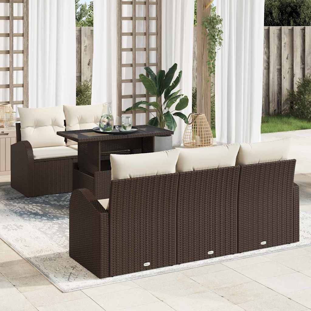 Set Divano da Giardino 6 pz Marrone Rattan in Polipropilene - homemem39
