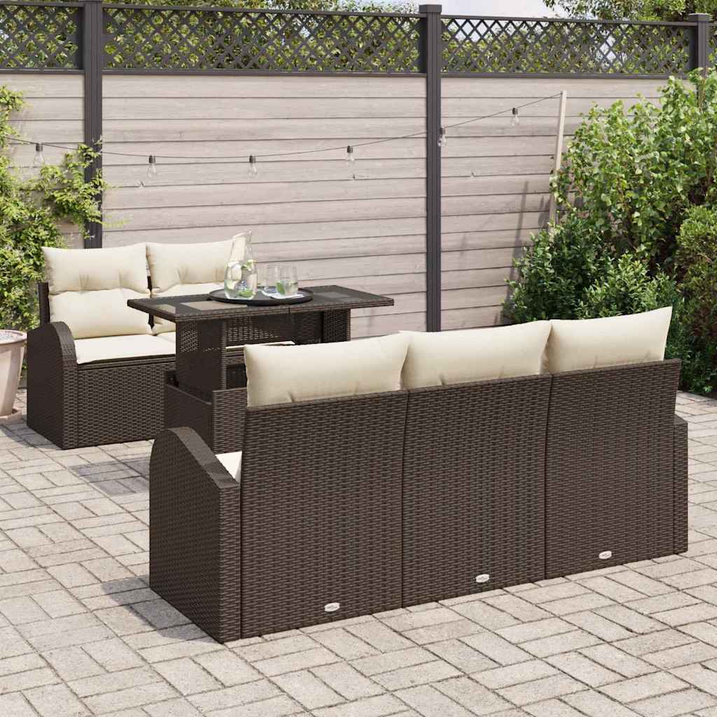 Set Divano da Giardino 6 pz Marrone Rattan in Polipropilene - homemem39