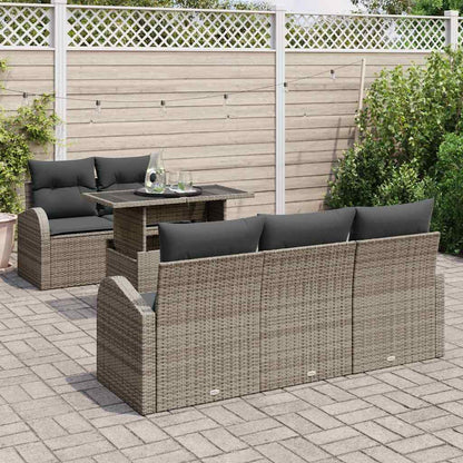 Set Divano da Giardino 6 pz Grigio Rattan in Polipropilene