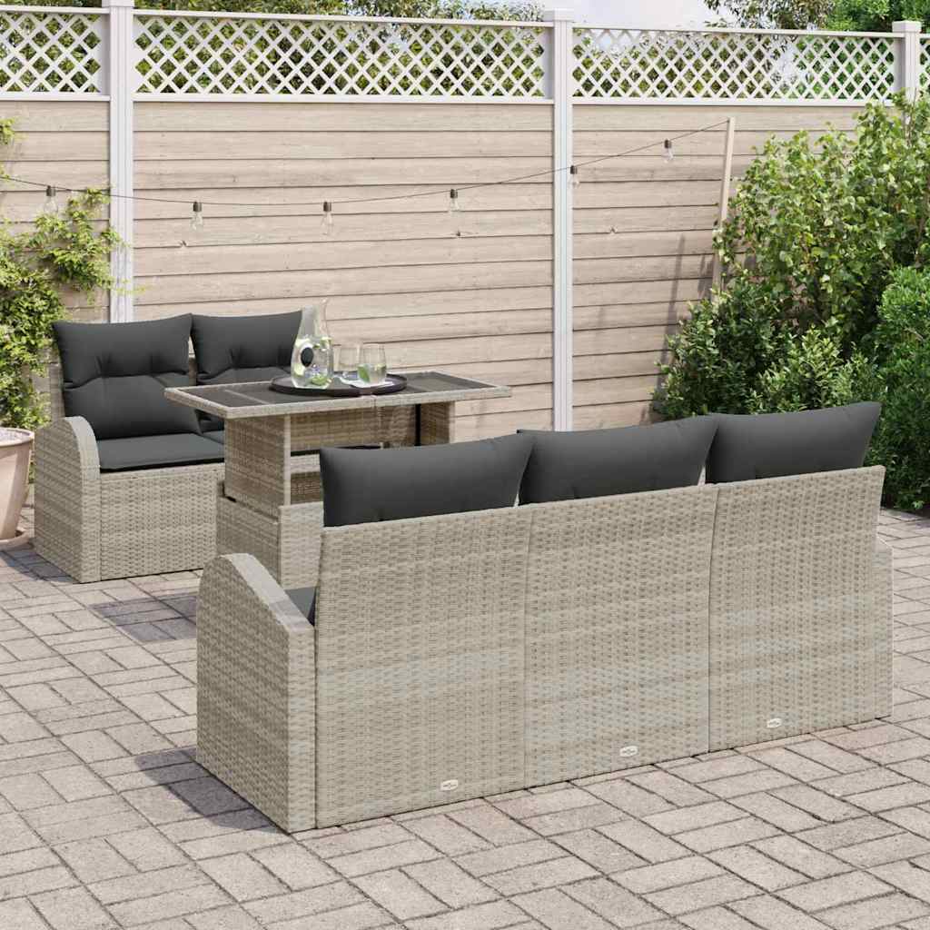 Set Divano da Giardino 6 pz Grigio chiaro