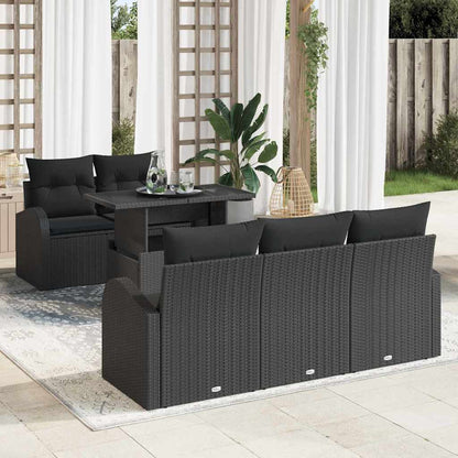 Set Divano da Giardino 6 pz Nero Rattan in Polipropilene