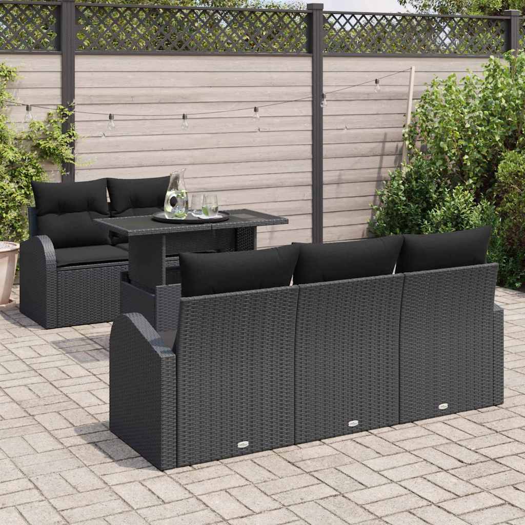 Set Divano da Giardino 6 pz Nero Rattan in Polipropilene