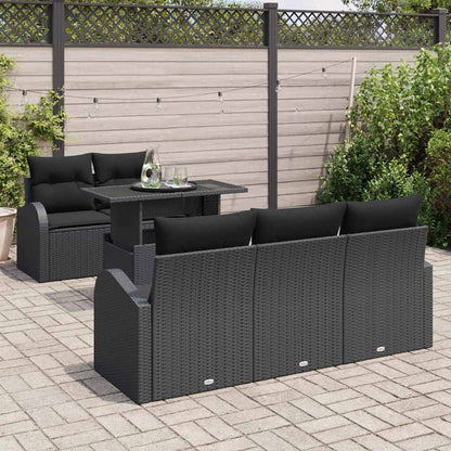 Set Divano da Giardino 6 pz Nero Rattan in Polipropilene