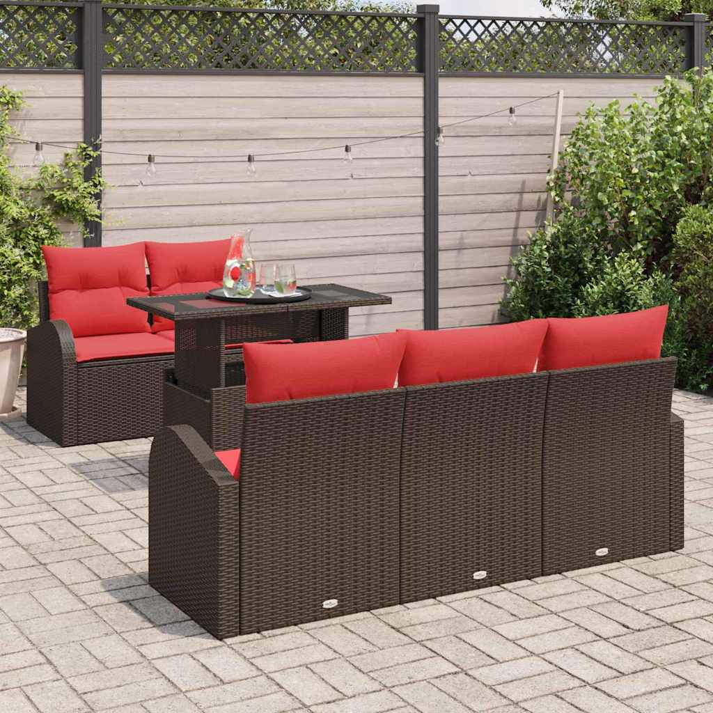 Set Divano da Giardino 6 pz Marrone Rattan in Polipropilene | homemem39